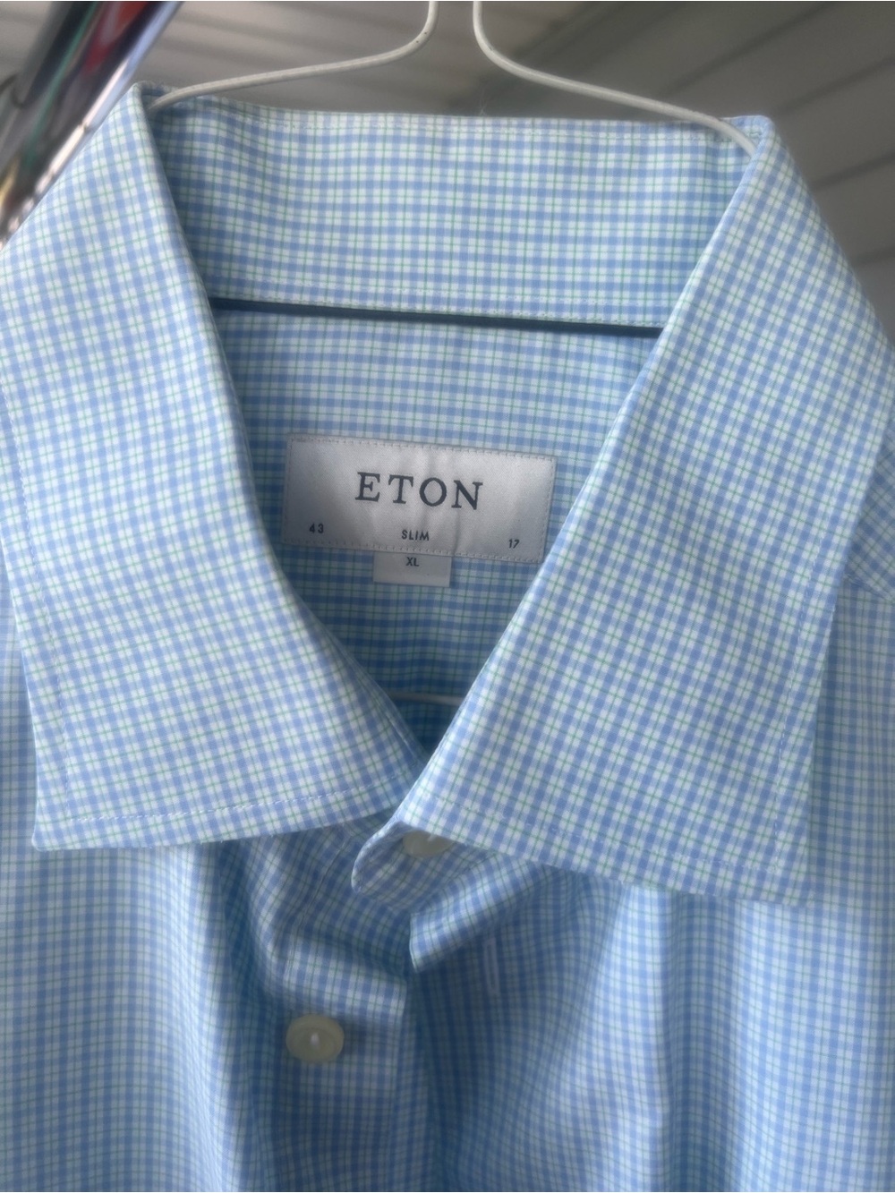 Eton Light Blue and White Micro-Check Dress Shirt